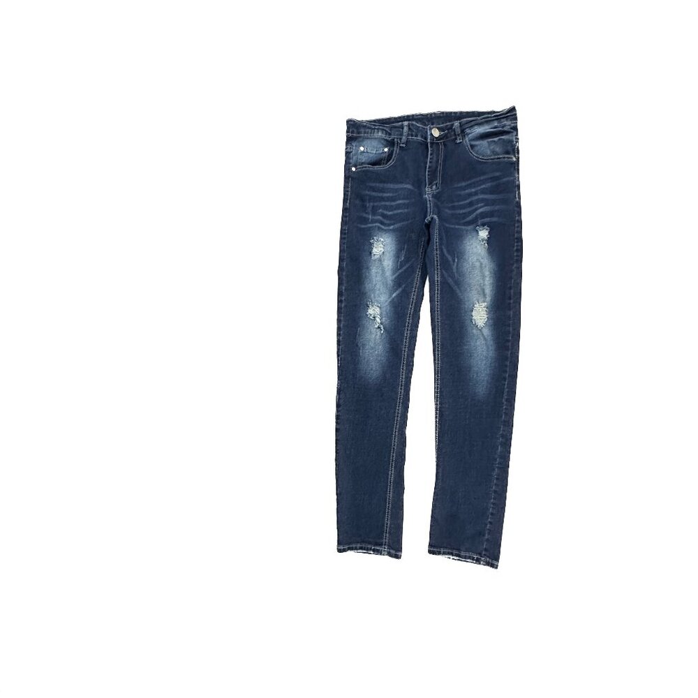 Unbranded Straight Slim Distressed Women's‎ size 30 Dark Wash Blue Denim Jeans